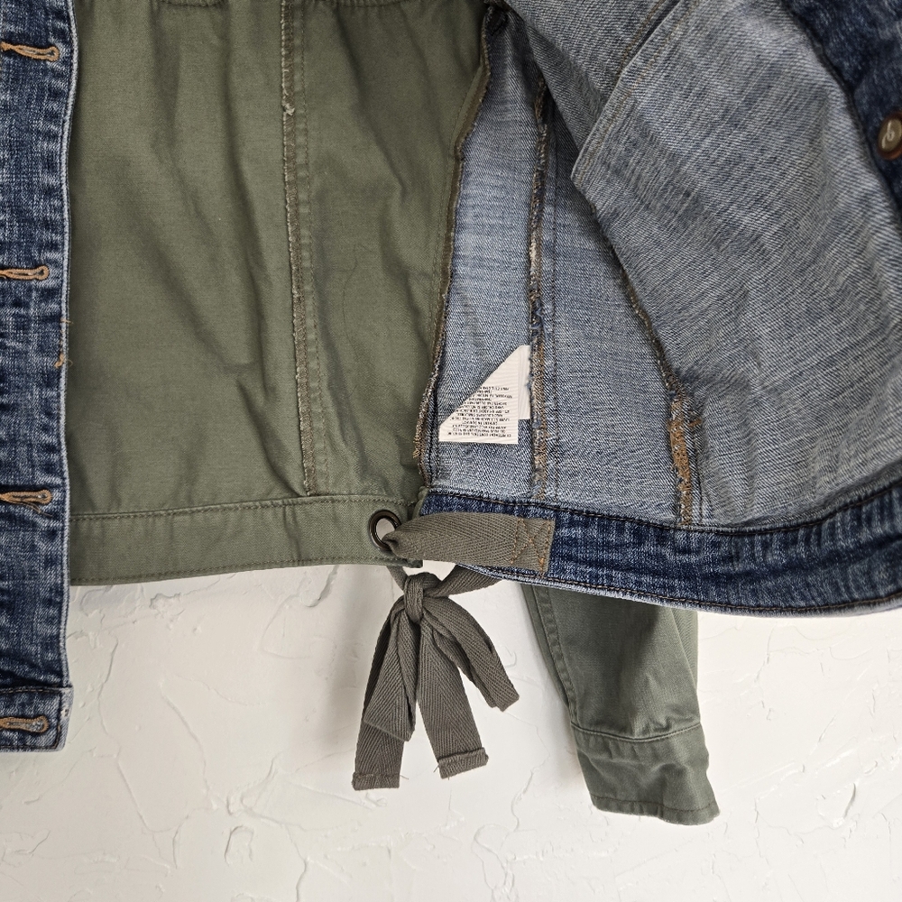 Anthro Pilcro Jean Denim Army Military Green Tied Jacket, S - Picture 5 of 10